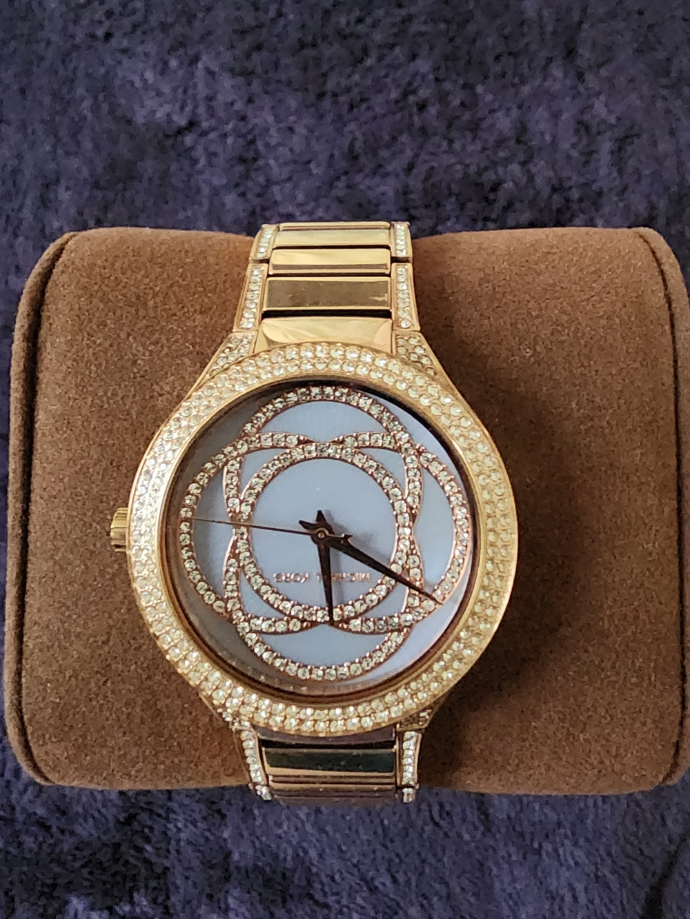 Michael Kors Gold Crystal Rose-Pattern Bracelet Watch